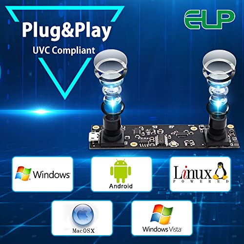 Image of ELP 1080P Dual Lens USB 3D Stereo Webcam Board for Computer and Raspberry Pi - AR0330 Binocular USB2.0 PC Camera Mini UVC USB Security Laser Engraver Laptop Lightburn