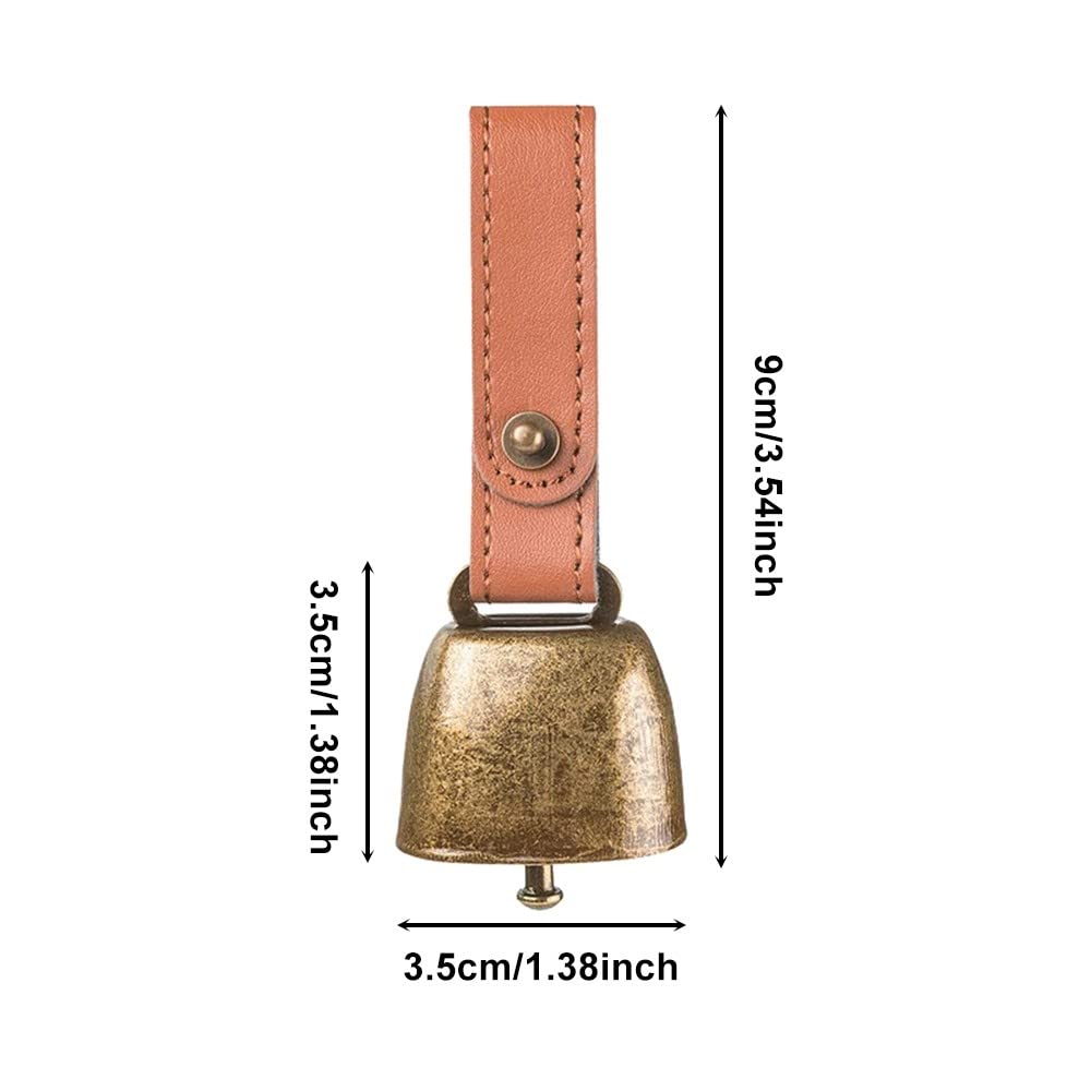 DONGKER Lot de 2 clochettes de collier pour chien et chat, cloches en métal pâturage en cuivre avec sangle bouton en cuir pour dressage d'animaux de compagnie