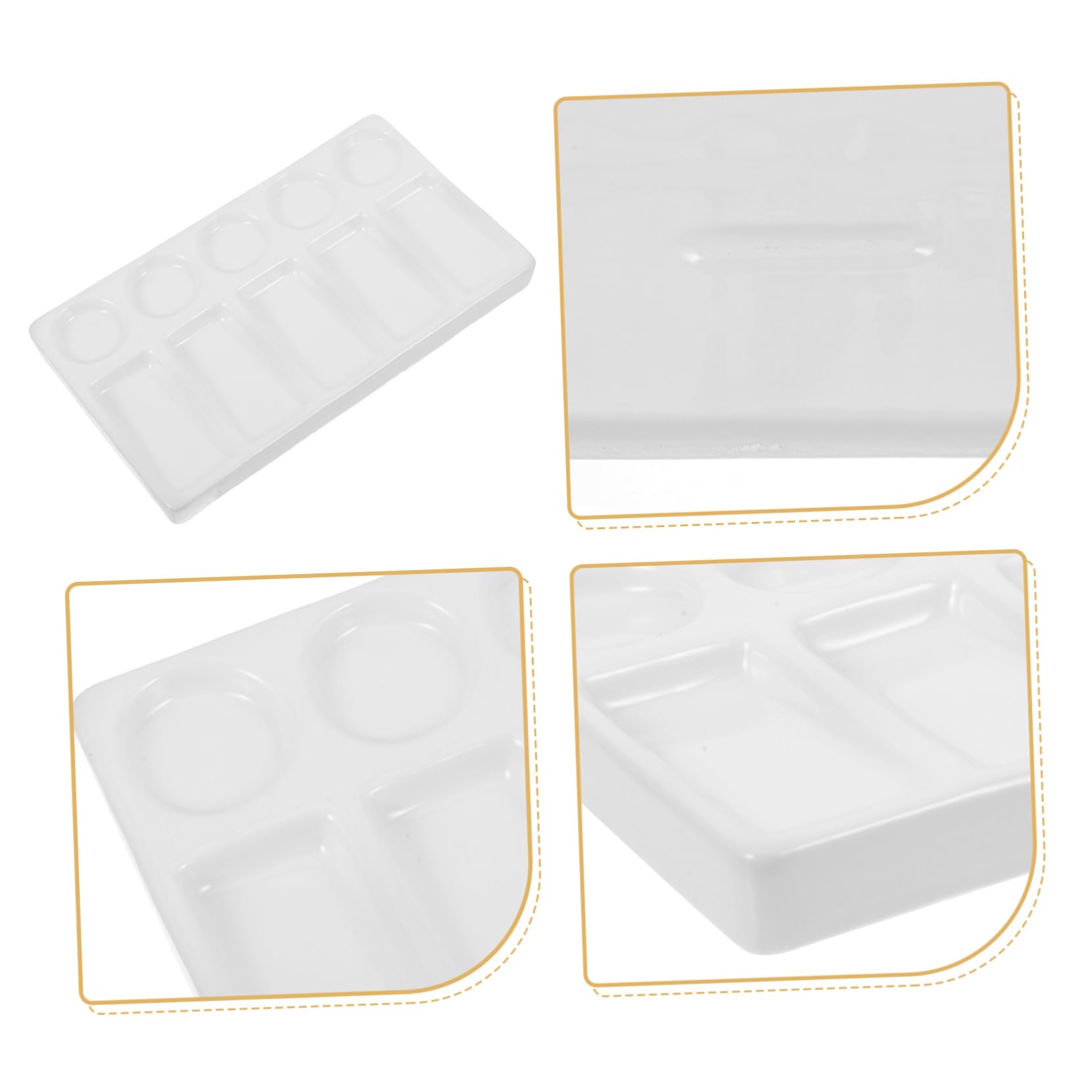 SHINEOFI Paleta de Mezcla Rectangular 10 Pozos para Acuarela y Pintura al Óleo, Superficie Antihuellas, Fácil Limpieza y Resistente a Manchas