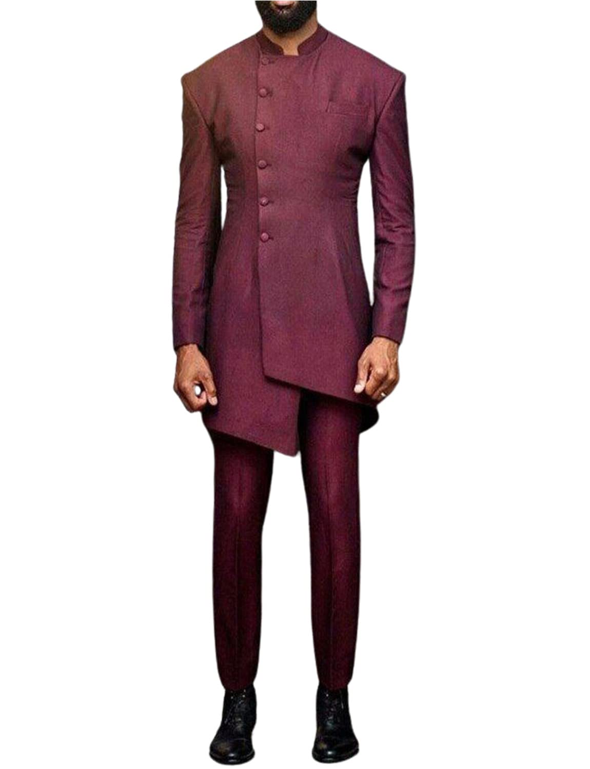 Uomo Vestito Due Pezzi attività Homecoming Stand Collare Giacca e Pantaloni Set