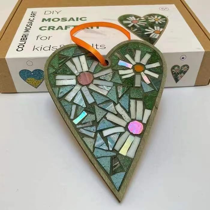 TATREBCRE DIY Mosaic Kit for Adults Feather Bird Cat & Heart Designs Christmas Gift Arts and Crafts Kit with Grout & Tools Easy Mosaic Craft for Beginners (Love)