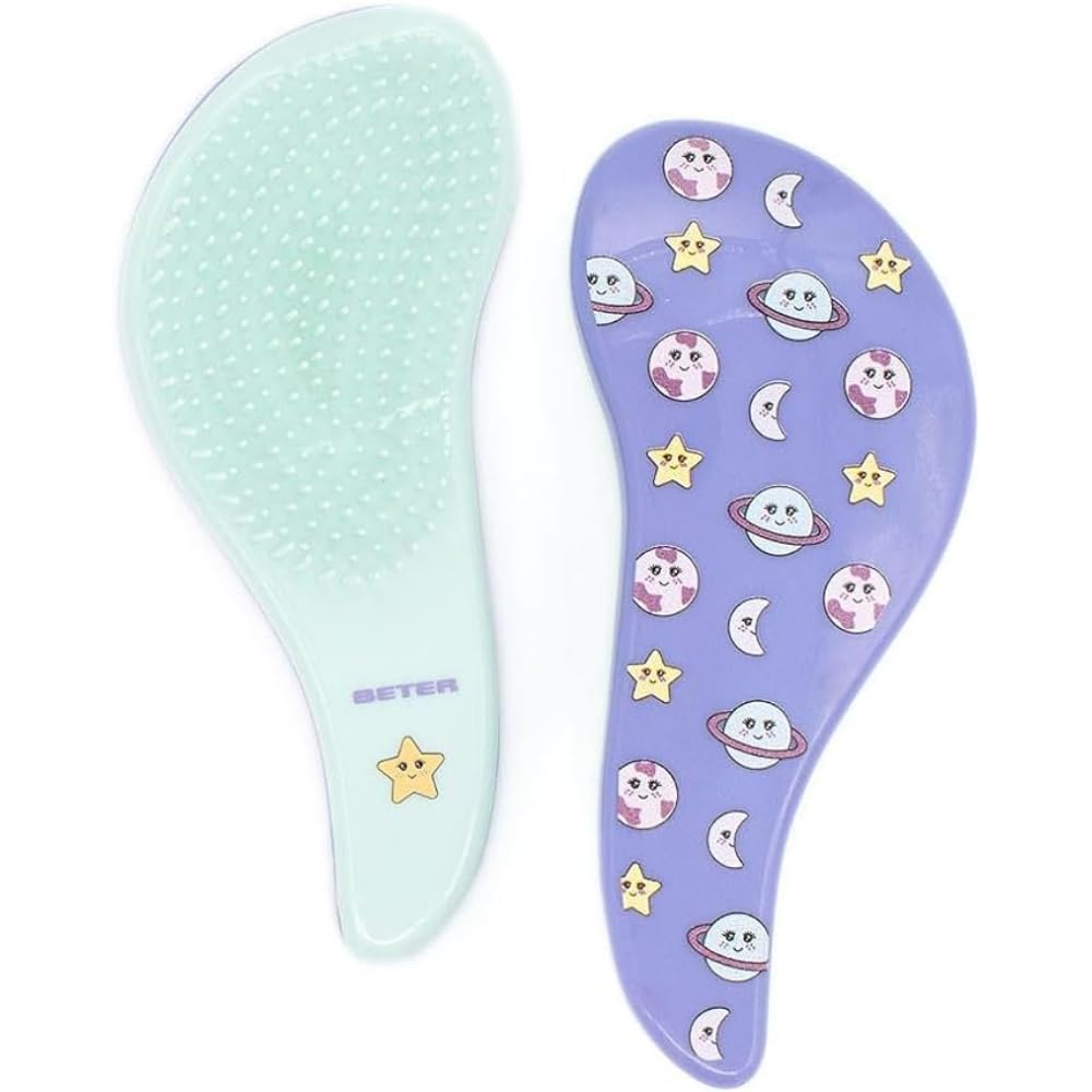 Beter - Cepillo de pelo desenredante infantil mini Born from the stars, para Todo tipo de pelo, Antitirones, Çompacto y ergonómico, Ideal para viajar
