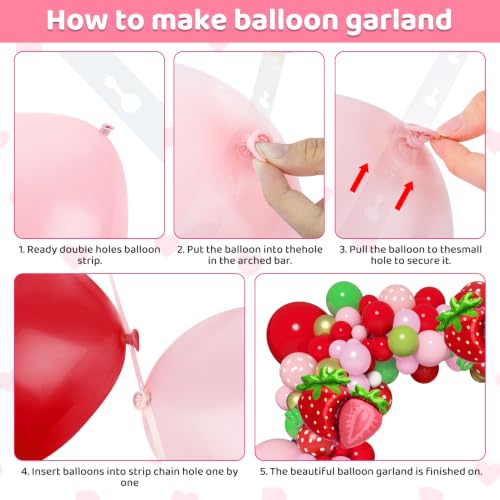 Image of Amandir 162Pcs Strawberry Birthday Party Decorations