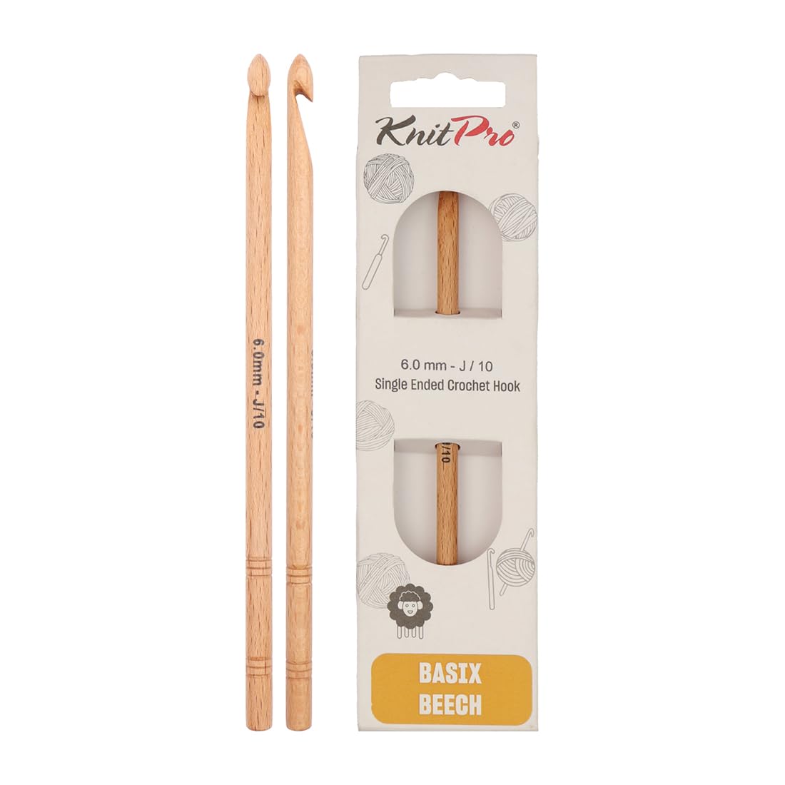 KnitPro Basix Beech Single Ended Crochet Hook | 6.00mm