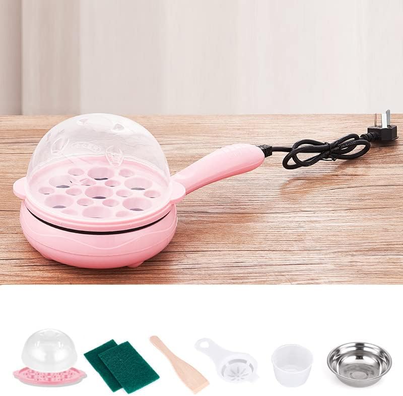 Plplaaoo 2 in 1 Electric Egg Poacher with Frying Pan – Multifunction Egg Maker with Auto Shut Off, Non-Stick Egg Cooker for Breakfast at Home (Pink)