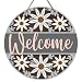 Welcome Flower Pattern Sign - Round Floral Front Door Hanger - Rustic Seasonal Wooden Hanging Decorations for Indoor Outdoor Home Porch Window Wall Hanging Decor, 10X10 Inches -B07