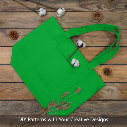 Image of TOPDesign 1-Pack Canvas Tote Bag with an External Pocket, Reusable Grocery Shopping Bag, Top Zipper Closure, Daily Essentials (Lime Green)