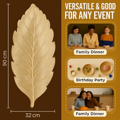 Image of Homerz Premium Table Runner, PVC, Size- 92x34 cm | Waterproof, Heat Resistant, Non-Slip, Easy to Clean Soft Table Runner for Coffee Table, Dining Table and Centre Table. (Foliage)