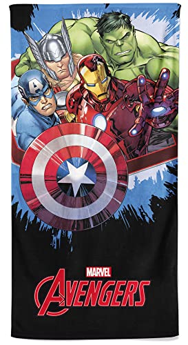 Avengers Serviette de plage pour enfants Hulk Captain America Iron Man Thor Marvel Super Hero Cadeau pour garçon 70 x 140 cm