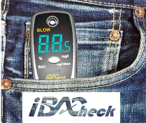 Image of Breathalyzer with LED Display, Visible at Night. Long Battery Life and Last 300 Test with Alkaline Batteries (Black 088+)