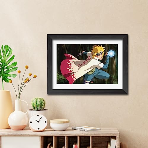 Image of TenorArts Minato Poster Naruto Anime Laminated Photo Frame Painting with Matt Finish Black Textures (12inches x 9inches)