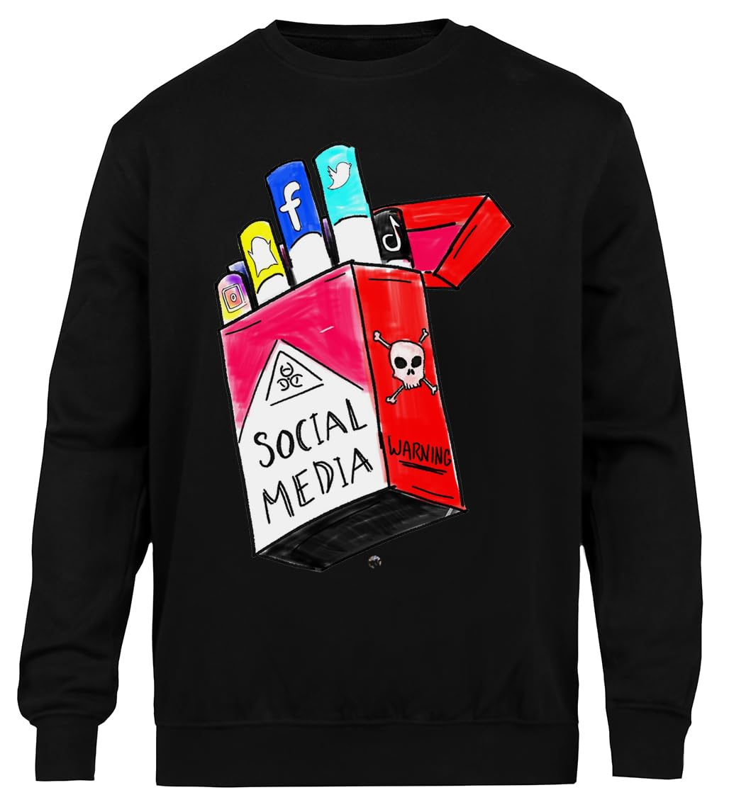Social Media Pack Schwarzes Unisex-Sweatshirt, Umweltfreundlich, Mit Rundhalsausschnitt
