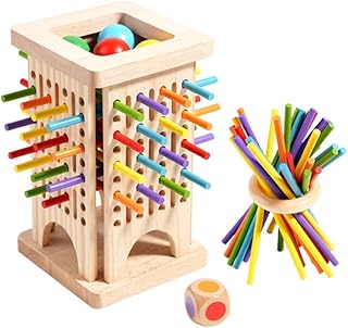 Montessori Wooden Board Game with 30 Colorful Sticks & Dice | Math Educational Toy for 3+ Year Olds | Fine Motor Skills, Counting & Family Fun | Travel-Friendly Learning Gift for Kids