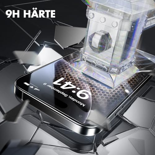 UNBREAKcable für iPhone 16 Pro Max Panzer Schutz Glas [3er Pack], 9H Härte Schutzfolie, Einfache Installationshalterung Schutzglas, Blasenfrei für Apple 6,9" Displayschutzfolie 4