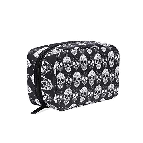 Travel Cosmetic Bag Gothic Skull Makeup Bag Zipper Storage Bag Portable for Ladies women's Travel Square Makeup Brushes Bag