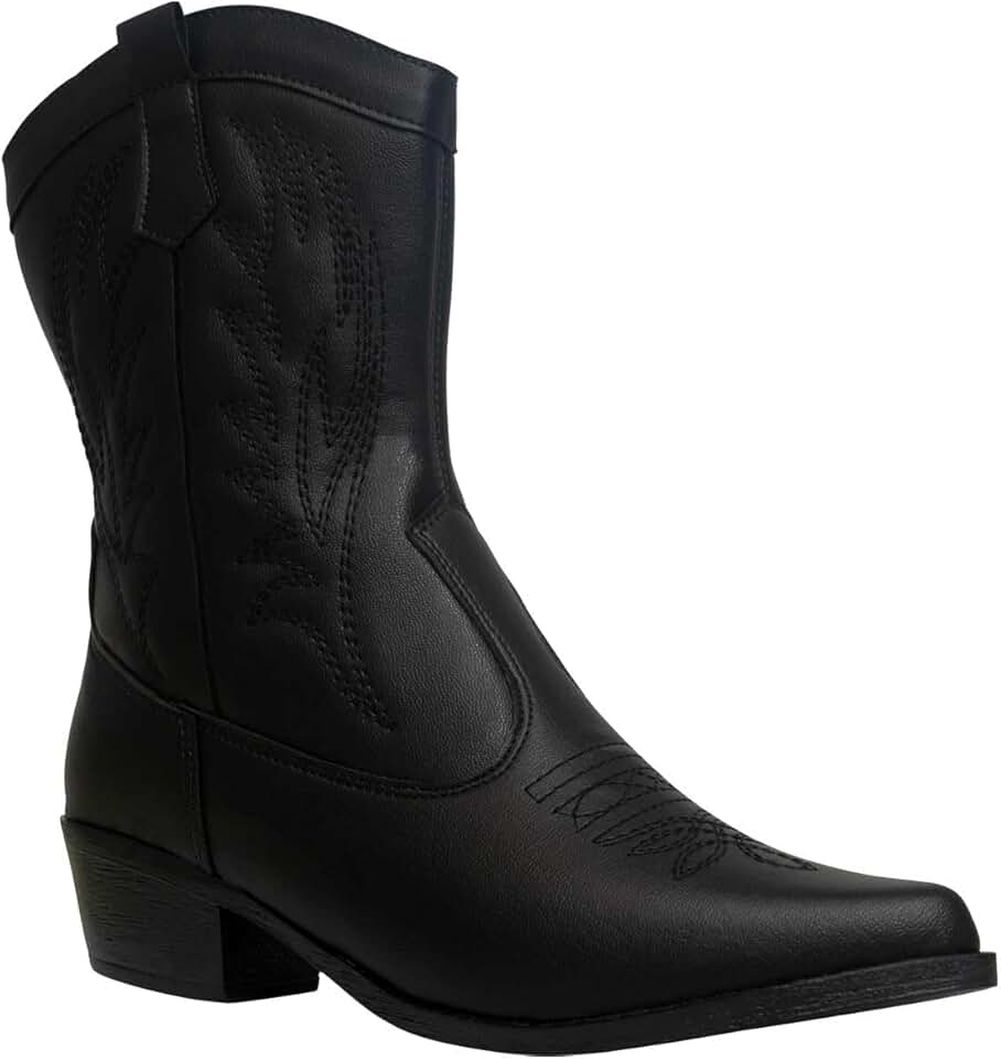 Bota Texana Feminina Boiadeira Western Country Cano Médio
