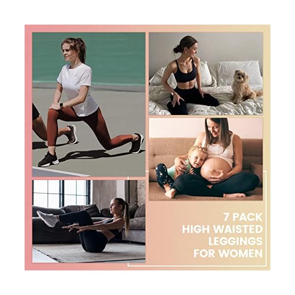 iceROSE 7 Pack Leggings for Women, High Waisted Black Yoga Leggings for Workout Running Maternity - Image 3