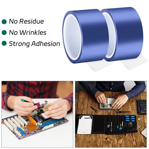 BEASAFY 2 Rollen 50mmx33m Hitzebeständiges Klebeband, Hochtemperatur Blaue Sublimation Klebeband, Starke Paste Thermo Klebeband Geeignet für 3D-Drucker, Elektronische Leiterplatten