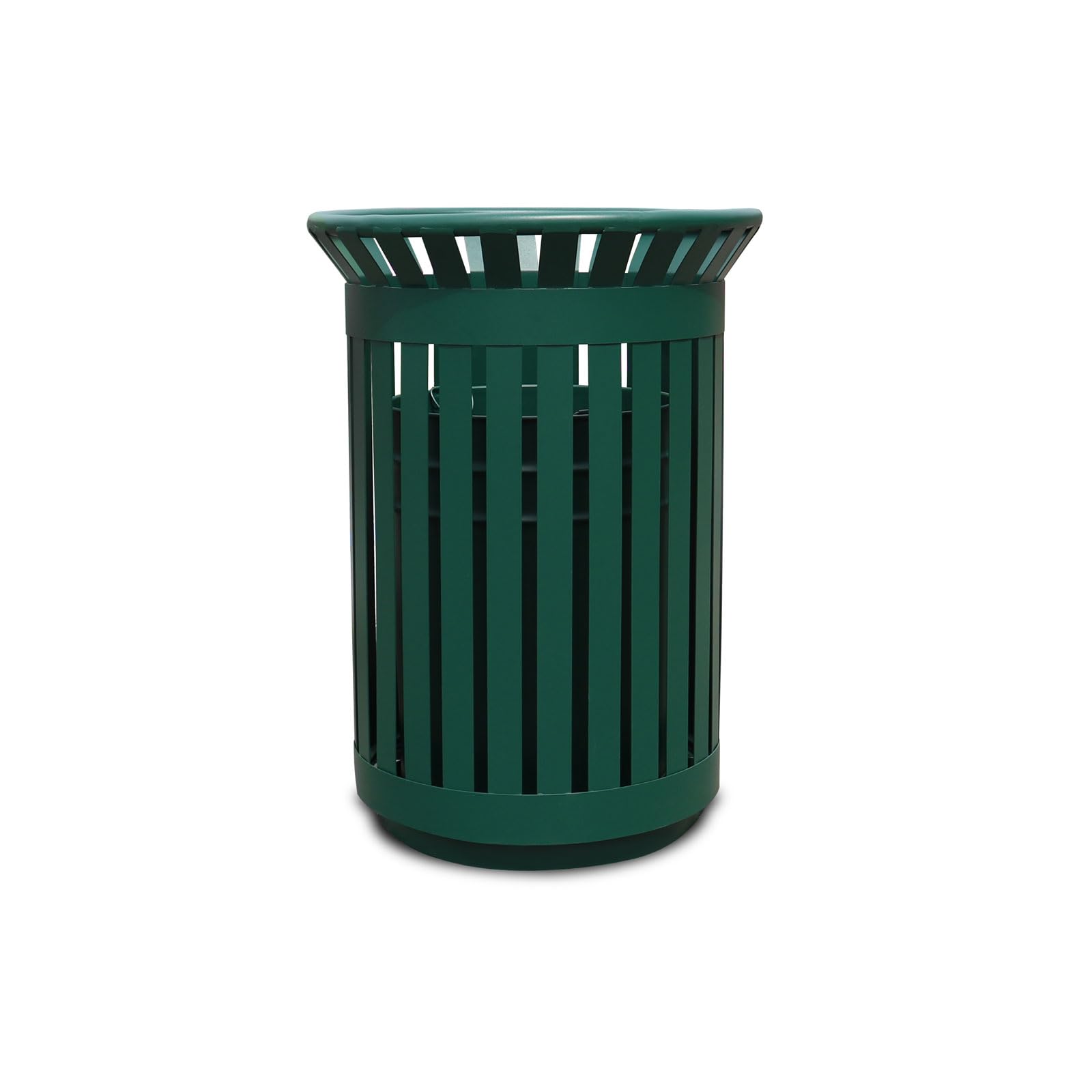 Anxeit Outdoor Metal Slatted Trash Receptacle,Waste Receptacle?Commercial Trash Cans,Zone Round Garbage Bin,Square Hotel Street Patio Indoor Metal Stan (Big-Green)