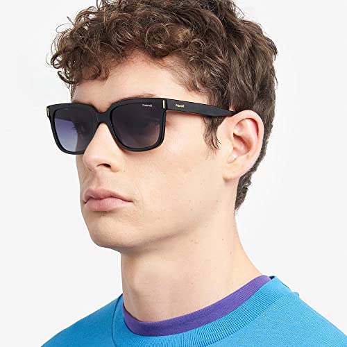 Polaroid Sunglasses PLD 6191/S Polarized Rectangular Sunglasses, Black, 54mm,18mm + 13