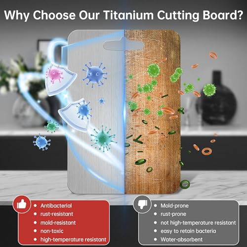 Titanium Cutting Board - 100% Pure Titanium Cutting Boards for Kitchen Double Sided Non Toxic Titanware for Meat/Vegetables, Hygiene Durable Dishwasher Safe Metal Chopping Board Large #2