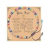 TAGOMEI Inspirational Gift Bracelets for Women Healing Natural Stone Beaded Bracelets Get Well Gifts Unique Birthday Gifts for Women, Best Friend, Mom, Daughter, Sister, Wife, Coworkers, Bestie (A-RAINBOW STONE-You Are)