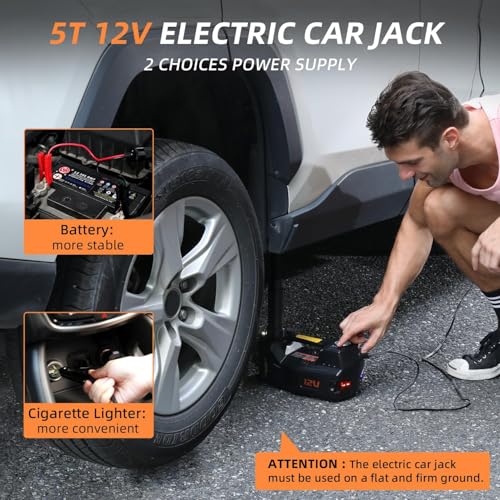 STANDTALL Electric Car Jack Quick Lifting Safe and Portable with Tire Inflator and LED Light Complete Set of Accessories 12V Hydraulic Floor Jack - Image 3