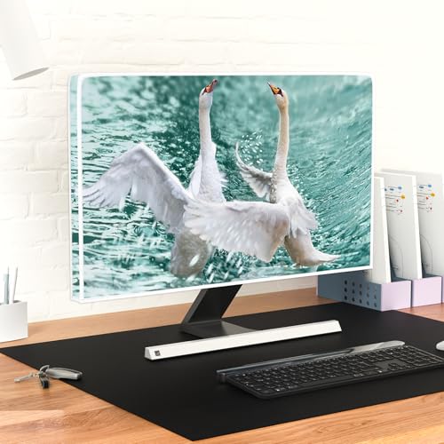 Image of Swan Waterproof Screen TV Cover 50,51,52 Inch Swans in The Water Weatherproof Dust-Proof Anti-Scratch Anti-Static Television Covers for LCD LED PC Desktop and Home Hanging TV Decorations