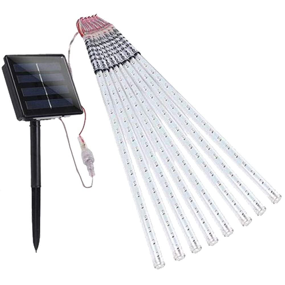 Lipfer Led Meteor Shower Solar Lights, Falling Rain Lights Waterproof 8 Tubes Drop Icicle Fairy String Lights for Christmas Halloween Party Patio Outdoor