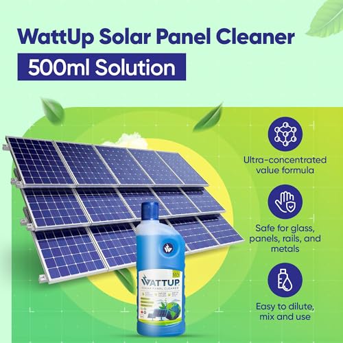 Image of Solar Panel Cleaning Liquid | 100% Non-Acidic & Biodegradable | Removes Heavy Stains, Improves Power Generation Efficiency & Easy to Use | Safe for glass, panels, rails & metals - 500ml
