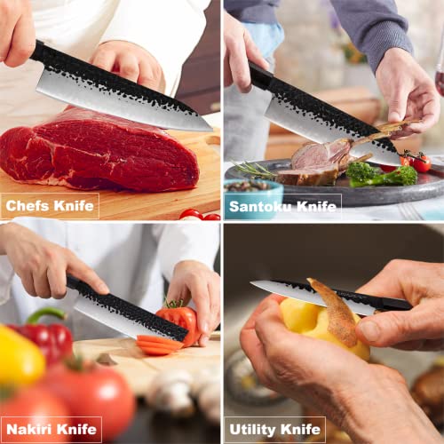 FINDKING-Chefs-Knives-Set-and-Edge-Guards-High-Carbon-Steel-Kitchen-Knives-Walnut-Knife-Holders-for-Home-Kitchen-Meat-Fruits-Vegetables-Dynasty-Series-8PCS