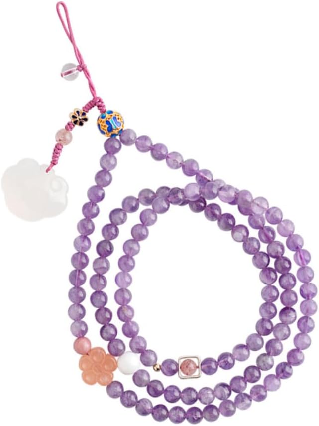 Natural Amethyst Phone Lanyard Extra Long for Women Phone Cord Chain Accessory