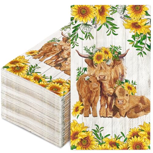 Anydesign100pcshighlandcowguestnapkinscutecowsunflowerdisposablepapernapkinsrusticdinnerhandnapkinforpartysuppliestabledecorations Urban Country Home Decor Anydesign 100pcs highland cow guest napkins cute cow sunflower disposable paper napkins rustic dinner hand napkin for party supplies table decorations urban country home decor