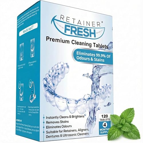 Retainer Fresh Retainer Cleaner Tablets - Denture Cleaner Retainer Cleaning Tablets Mouth Guard Cleaner Aligner Cleaner Brite Retainer Tablets 120 Tablets 4 Month