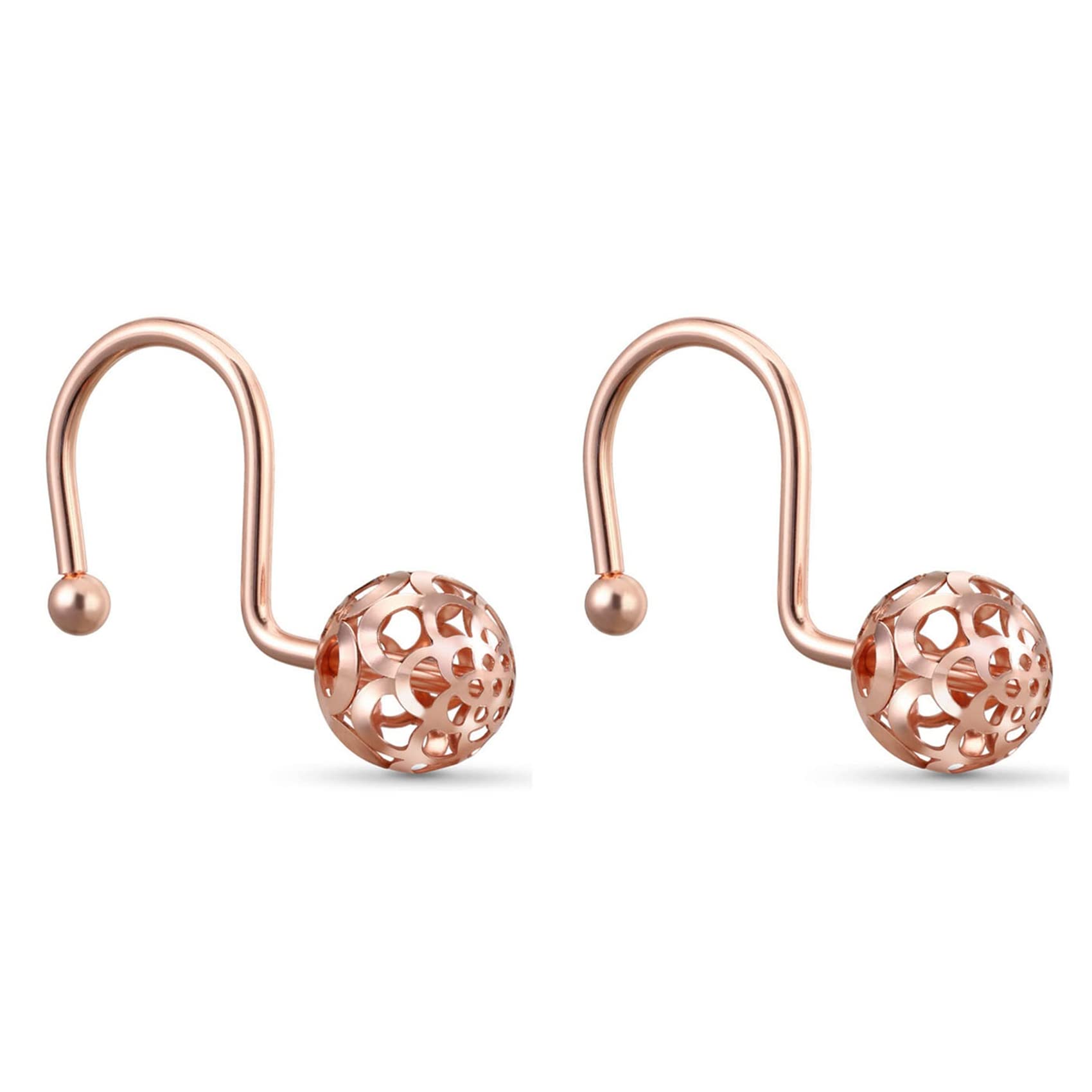 Hndhbfgrt Rose Gold Shower Curtain Hooks Rings,Set of 24 Decorative Shower Curtain Hooks,Metal Rustproof Shower Rings for Bathroom