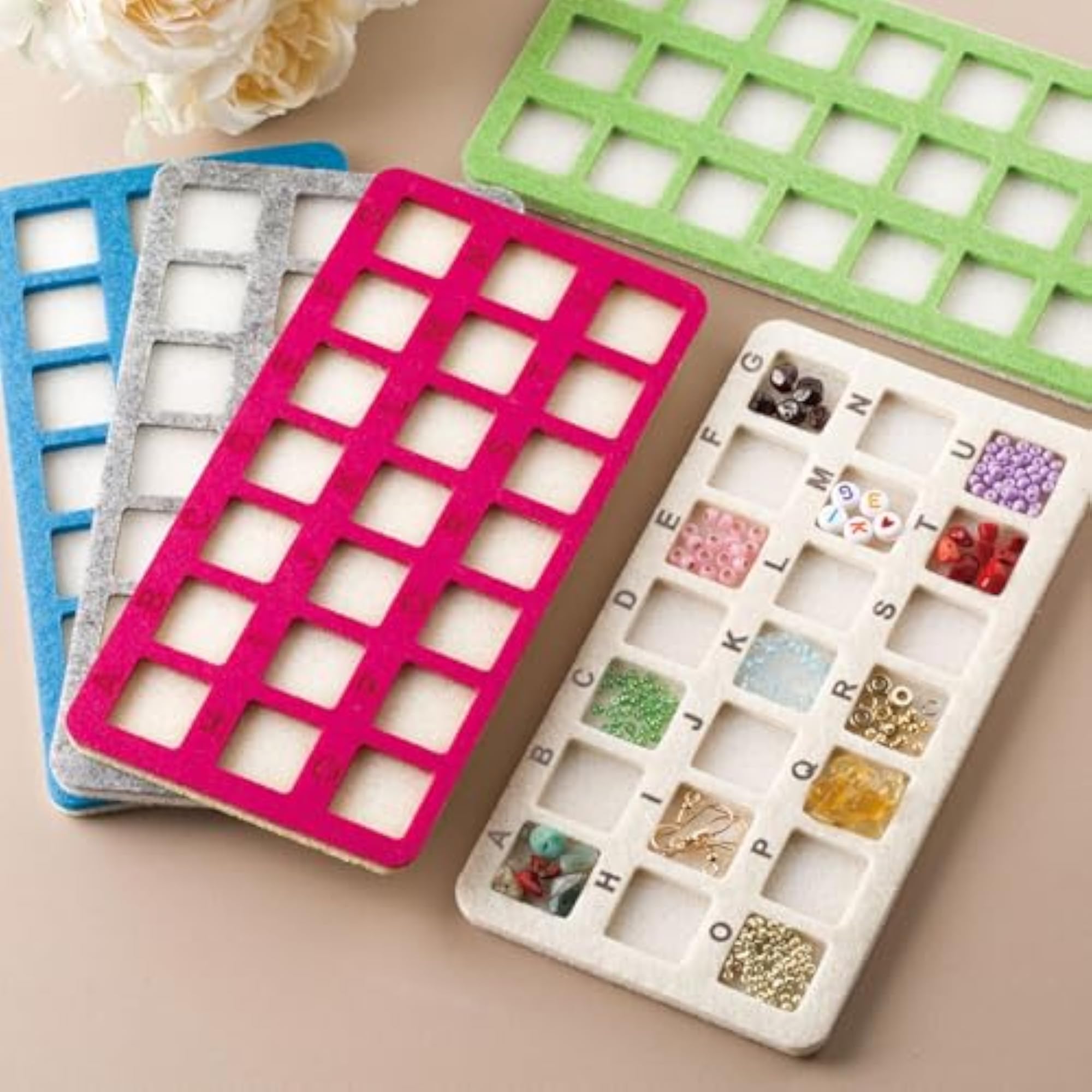 Bead Mat 21 Grid Rectangle Beading Pad for Necklace Making