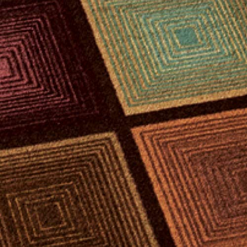 Collections Etc Optic Squares Runner Rug In Deep, Rich Hues - Skid-Resistant Backing Perfect For Hallway, 20" X 90" #TOP4
