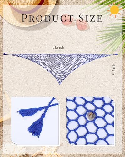 Image of Geyoga Women Crochet Cover Ups Skirt Triangle Shawl Mermaid Skirt Hollow out Swimwear Shell Beach Fishnet Summer Wrap