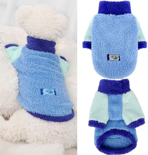 Small Dog Sweaters Chihuahua Sweater Cute Puppy Sweaters Dog Clothes for Small Dogs Boy Winter Warm Teacup Dog Clothes – Soft Stretchy Pet Clothing Fall Dog Clothes Tiny Dog Outfits, Blue, XS