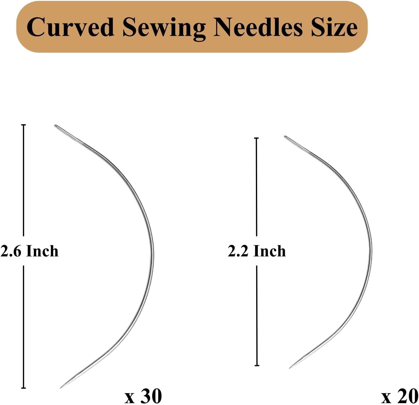 50 PCS Curved Hair Needles for Hair Styling, 3 Inch 30 PCS Curved Hair Needles, 2.5 Inch 20 PCS Curved Hair Needles, Needles for Hair Extention