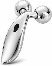 3D Face Massager Roller for Women & Men, Manual Facial Massager with Dual 360° Rolling Balls, V Shape Stainless Steel Face and Body Massage Tool for Jawline, Neck, Arms and Skin Care