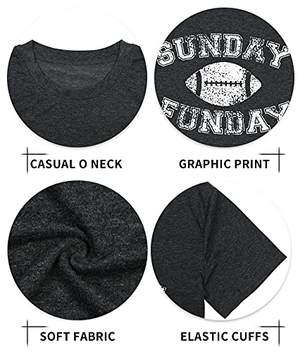 Football Shirts for Women Game Day T-Shirts Sunday Funday Tops Casual Sports Season Short Sleeve Shirt4