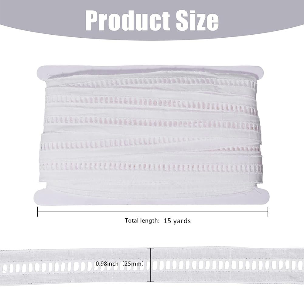 CHGCRAFT 15 Yards Cotton Ladder Lace Trim Hollowed Embroidery Ribbon Floral Embroidery Lace Trim for Clothes Accessories DIY Wedding Bridal Decoration image 2