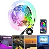 LED Strip 3m,LED Bettlicht mit Bewegungssensor Nachtlicht,USB LED Lichtstreifen,Bluetooth APP Steuerung RGB LED Streifen,Bewegung aktiviert Unterbettlicht für Treppen,Schlafzimmer,Baby