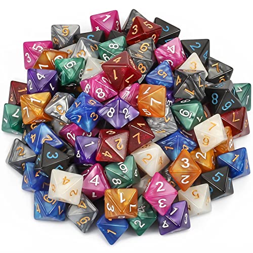 YILAIDA 100 Piece Polyhedral Dice Set including Black Bag, Table Game Dice for Dungeons and Dragons Pathfinder DND RPG MTG (8 Sided)