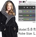 KEMUSI Hooded Herringbone Women's Soft Spa Long Kimono Bathrobe, Comfy Full Length Warm Nightdress