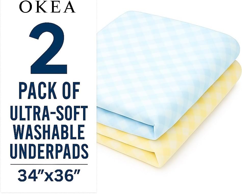 4 Pack Ultra-Soft 4-Layer Washable Underpads, 34”x36” Premium Cotton Grid Incontinence & Bedwetting Pads with Leak-Proof TPU – Breathable, Odor-Free for Adults, Seniors, Kids, Female, Pet Care