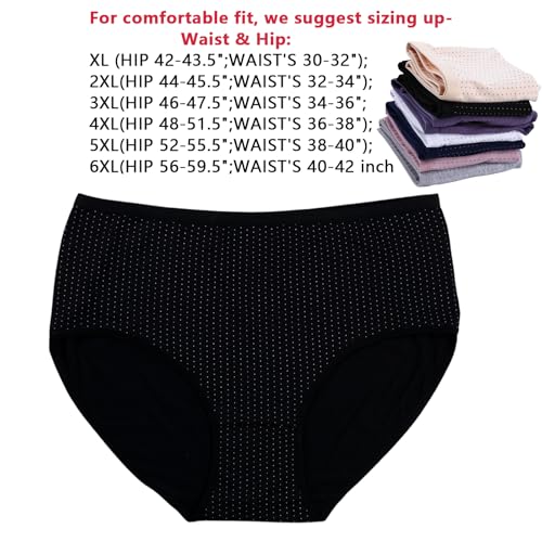 Women's Plus Size XL-6XL Underwear High Waisted Plus Size Panties Briefs for Women 6-Pack3