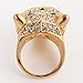 EVER FAITH Teardrop Leopard Clear Austrian Crystal Ring Gold-Tone - Size 7