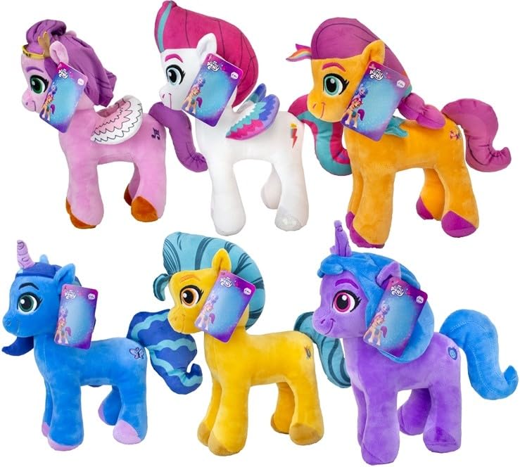 Jouets en peluche compatibles avec My Little Pony 30 cm – Sunny Starscout, Izzy Moonbow, Pipp Petals, Zipp Storm, Hitch Trailblazer & Misty Brightdawn –...